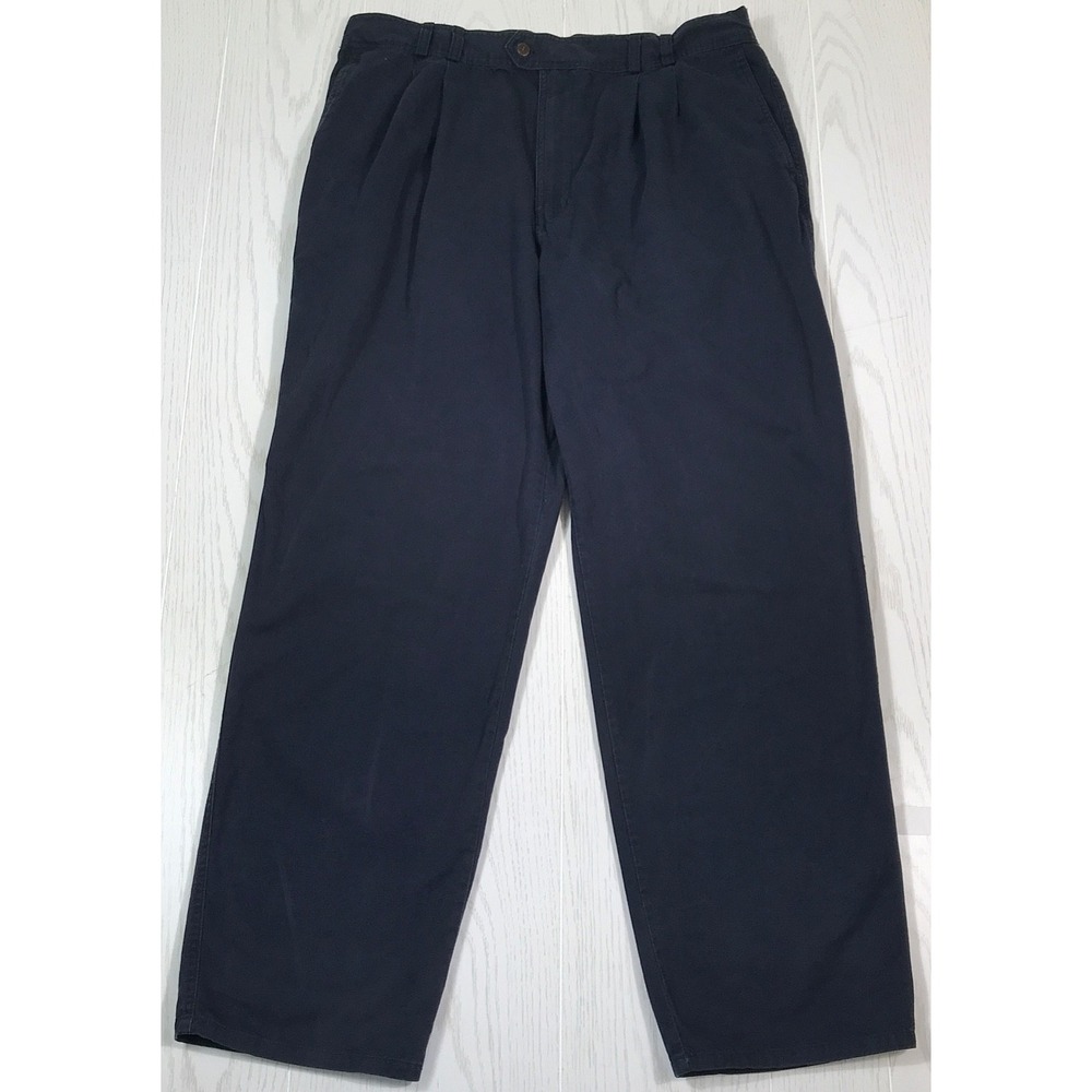 Vintage Bugle Boy Pleated Chino Pants Mens 36x31 Blue Cotton Baggy Retro 80s Dad
